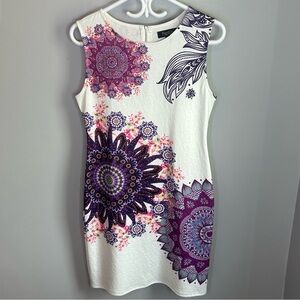 Papillon Sleeveless Textured Mandala Printed Stretchy Midi Dress Womens Size S